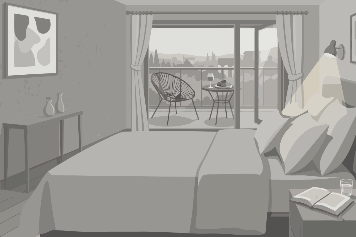 Master Deluxe Kamer met Kingsize Bed - Dompelbad en Terras - aan Oceaan